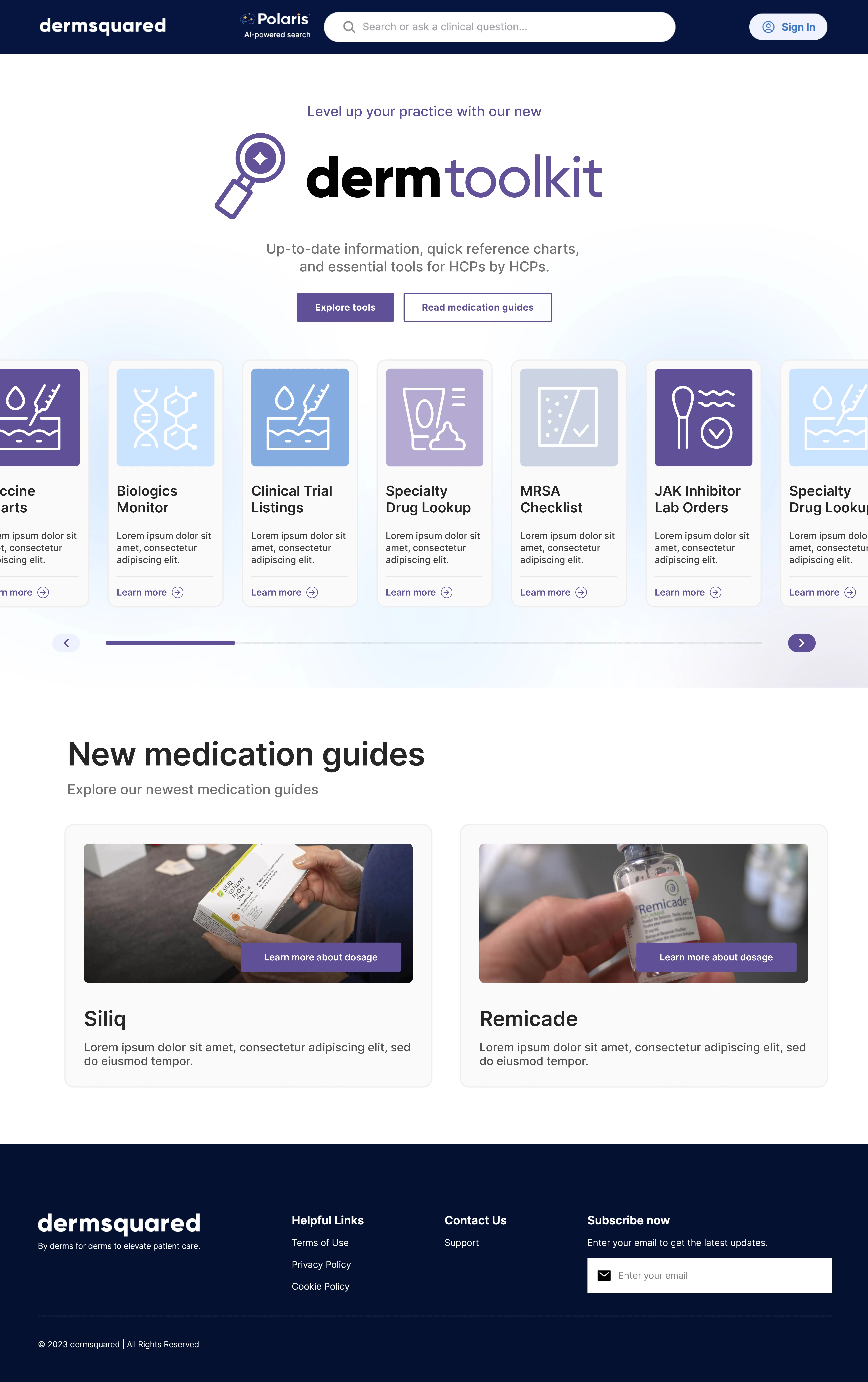 Dermsquared landing page